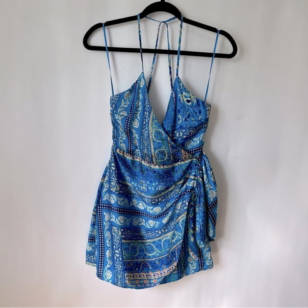 Zara, Women’s Satin Effect Print, Mini Dress. Size: XS. NWT